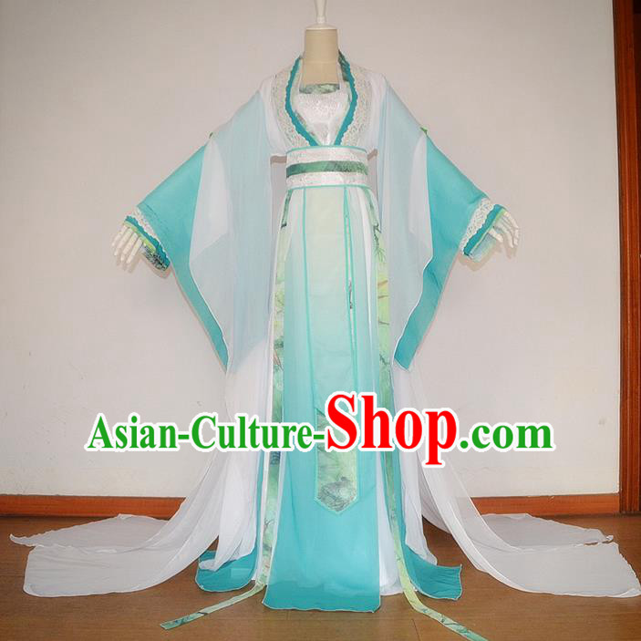 Traditional Chinese Cosplay Nobility Lady Costume, Chinese Ancient Hanfu Tang Dynasty Female Immortal Princess Dress Clothing for Women