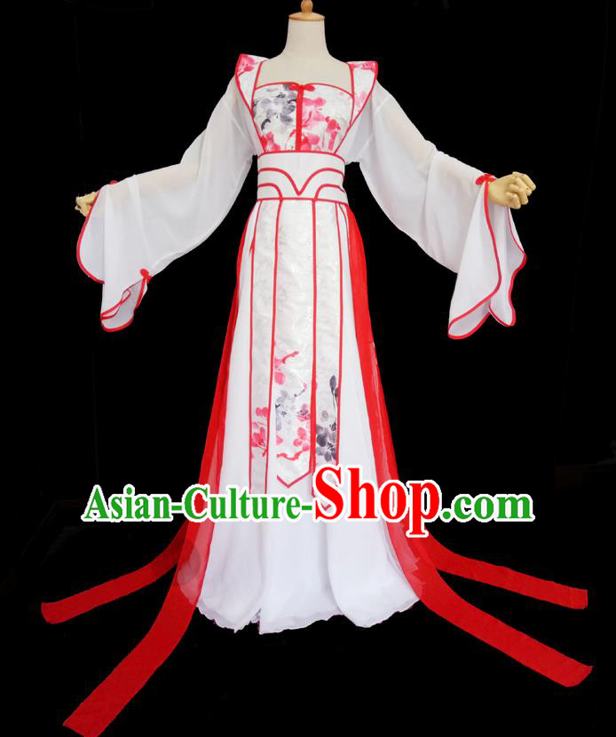Traditional Chinese Cosplay Imperial Consort Fairy Costume, Chinese Ancient Ink Painting Plum Blossom Hanfu Tang Dynasty Princess Dress Clothing for Women
