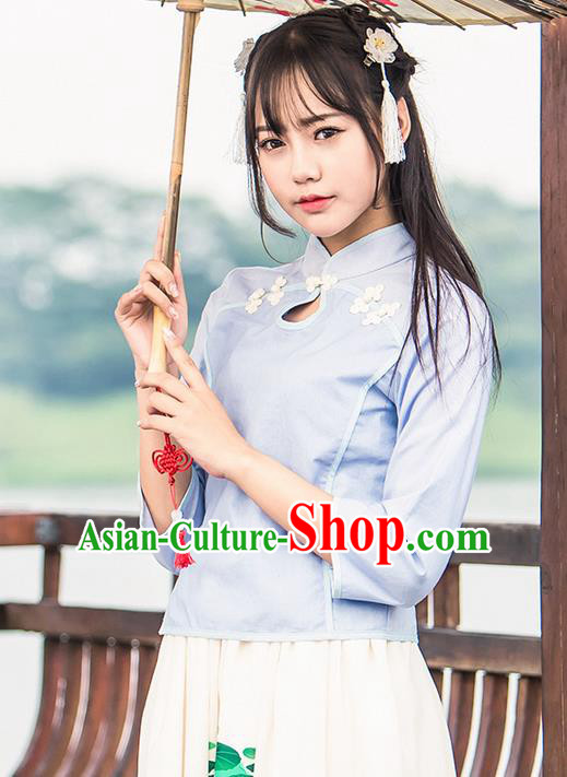 Traditional Chinese Young Lady Costume, Ancient Republic of China Hanfu Cheongsam Blouse for Women