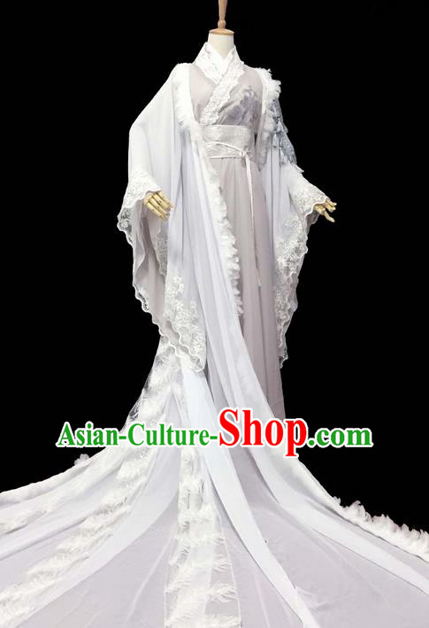 Traditional Chinese Han Dynasty Young Men Embroidery Costume, Elegant Hanfu Clothing Chinese Ancient Prince Trailing Robe for Men