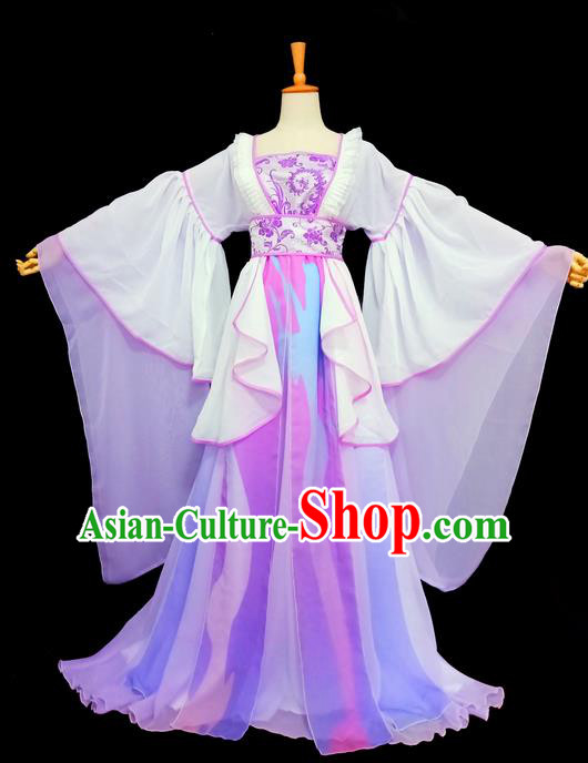 Traditional Chinese Tang Dynasty Imperial Princess Costume, Elegant Hanfu Clothing, Chinese Ancient Young Lady Purple Dress for Women