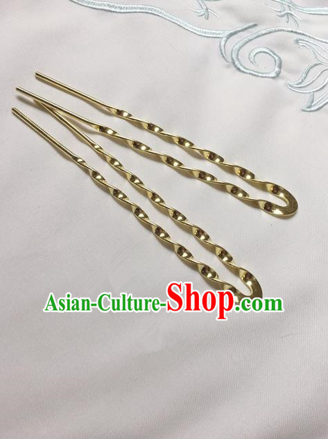 Asian Chinese Traditional Headdress Brass Hairpins, China Ancient Handmade Bride Hanfu Step Shake Hair Stick Headwear for Women