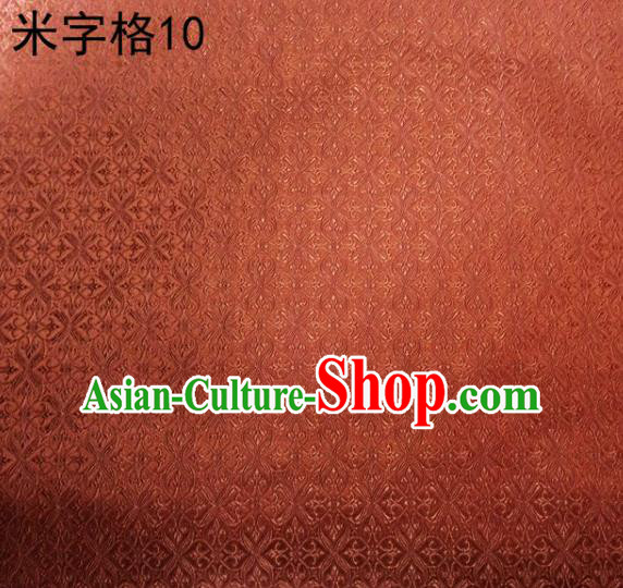 Asian Chinese Traditional Embroidery Intersected Figure Orange Satin Silk Fabric, Top Grade Brocade Tang Suit Hanfu Dress Fabric Cheongsam Mattress Cloth Material