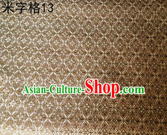 Asian Chinese Traditional Embroidery Intersected Figure Brown Satin Silk Fabric, Top Grade Brocade Tang Suit Hanfu Dress Fabric Cheongsam Mattress Cloth Material