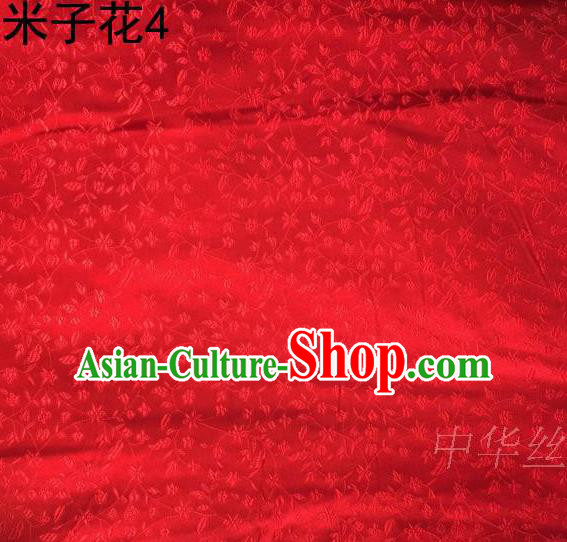 Asian Chinese Traditional Embroidered Shivering Floral Red Satin Silk Fabric, Top Grade Brocade Tang Suit Hanfu Princess Dress Fabric Cheongsam Cloth Material