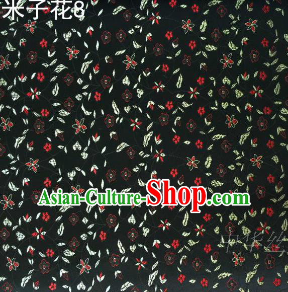 Asian Chinese Traditional Embroidered Shivering Floral Black Satin Silk Fabric, Top Grade Brocade Tang Suit Hanfu Princess Dress Fabric Cheongsam Cloth Material