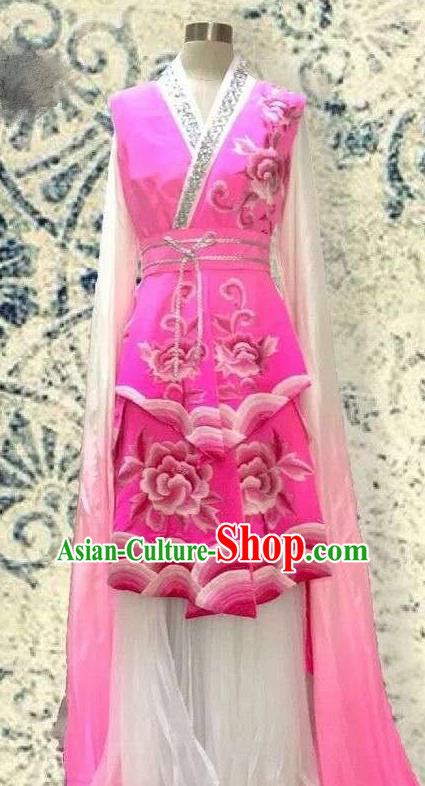 Traditional Chinese Ancient Dance Pink Costume, Folk Dance Chinese Classical Dance Water Sleeve Dress for Women
