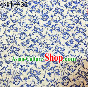 Asian Chinese Traditional Embroidered Blue and White Porcelain Wheat Flowers Silk Fabric, Top Grade Arhat Bed Brocade Tang Suit Hanfu Dress Fabric Cheongsam Cloth Material