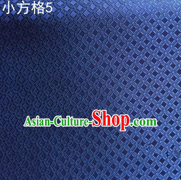 Asian Chinese Traditional Embroidery Small Check Navy Silk Fabric, Top Grade Arhat Bed Brocade Tang Suit Hanfu Tibetan Dress Fabric Cheongsam Cloth Material