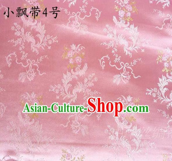 Asian Chinese Traditional Embroidering Flowers Xiuhe Suit Satin Pink Silk Fabric, Top Grade Brocade Tang Suit Hanfu Full Dress Fabric Cheongsam Cloth Material