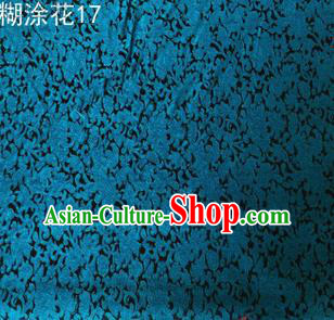 Asian Chinese Traditional Embroidering Blue Flower Xiuhe Suit Satin Thangka Silk Fabric, Top Grade Brocade Tang Suit Hanfu Dress Fabric Cheongsam Cloth Material