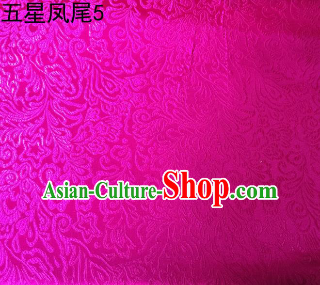 Asian Chinese Traditional Handmade Embroidery Five-star Ombre Flowers Satin Rosy Silk Fabric, Top Grade Nanjing Brocade Tang Suit Hanfu Fabric Cheongsam Cloth Material