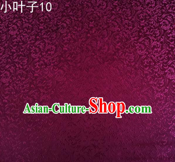 Traditional Asian Chinese Handmade Embroidery Wheat Leaf Satin Silk Fabric, Top Grade Nanjing Purple Brocade Tang Suit Hanfu Clothing Fabric Cheongsam Cloth Material