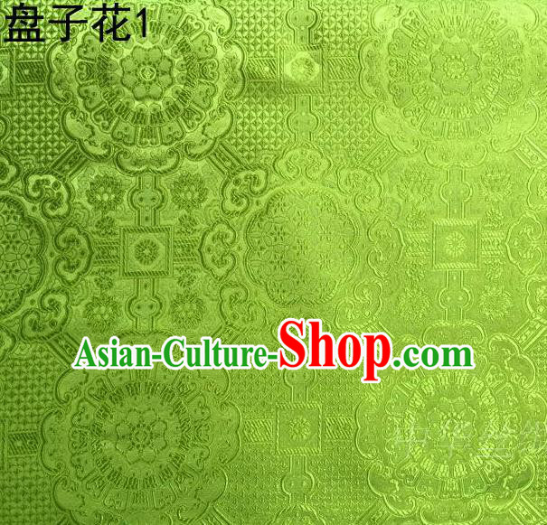 Traditional Asian Chinese Handmade Embroidery Flowers Mongolian Robe Silk Satin Tang Suit Green Fabric, Nanjing Brocade Ancient Costume Hanfu Cheongsam Cloth Material