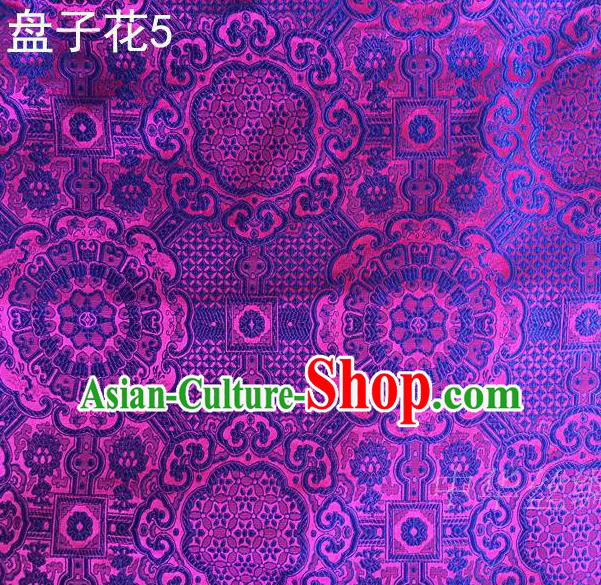 Traditional Asian Chinese Handmade Embroidery Flowers Mongolian Robe Silk Satin Tang Suit Purple Fabric, Nanjing Brocade Ancient Costume Hanfu Cheongsam Cloth Material