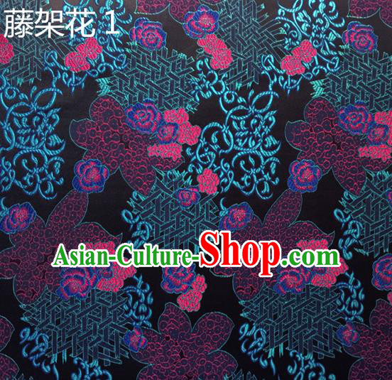 Traditional Asian Chinese Handmade Embroidery Flowers Silk Satin Tang Suit Fabric Drapery, Nanjing Brocade Ancient Costume Hanfu Cheongsam Cloth Material