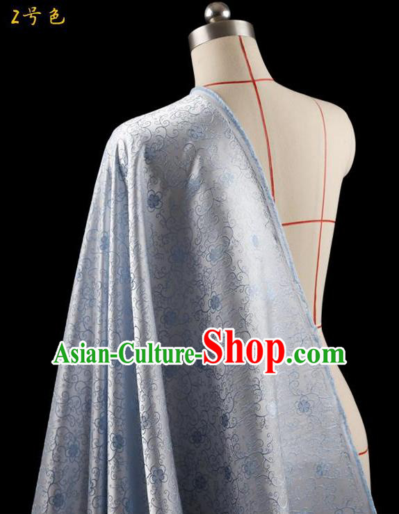 Traditional Asian Chinese Handmade Embroidery Flowers Dress Silk Tapestry Blue Fabric Drapery, Top Grade Nanjing Brocade Ancient Costume Cheongsam Cloth Material