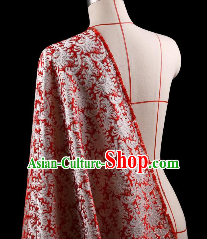 Traditional Asian Chinese Handmade Embroidery Jacquard Weave Tapestry Coat Fabric Drapery, Top Grade Nanjing Brocade Red Cloth Material