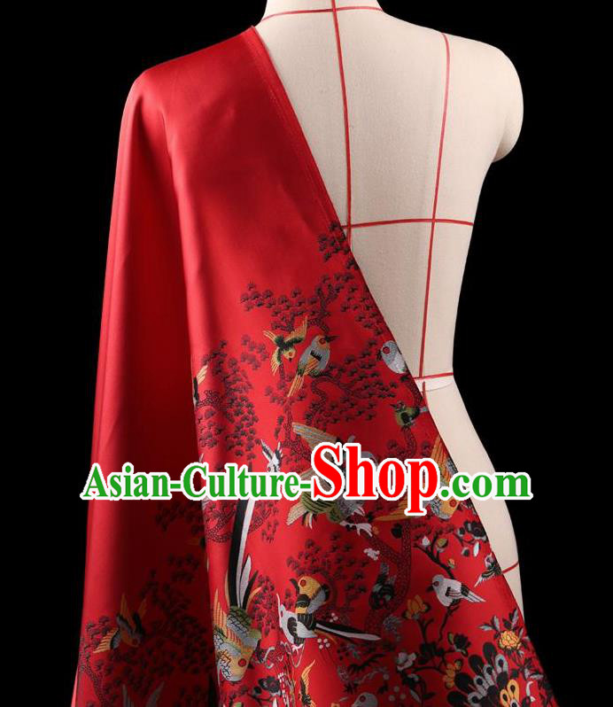 Traditional Asian Chinese Handmade Embroidery Dress Silk Satin Red Fabric Drapery, Top Grade Nanjing Brocade Ancient Costume Cheongsam Cloth Material