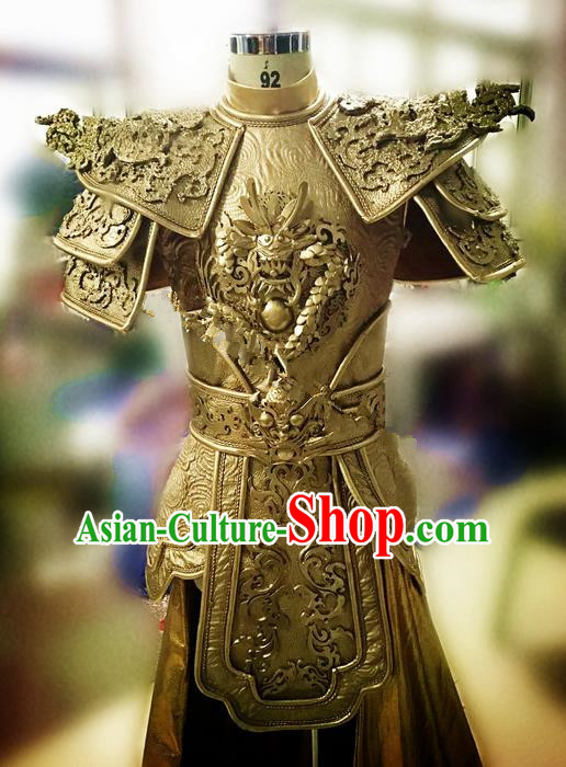 Traditional Ancient Chinese National Folk Dance Armour Uniform, China Warrior Helmet Clothing for Men