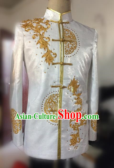 Traditional Ancient Chinese Tang Suit Coat, Elegant Hanfu China Classical Embroidery Blouse for Men