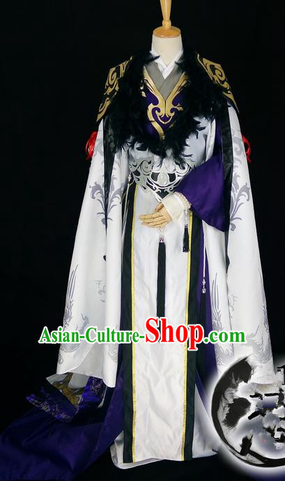 Asian Chinese Traditional Cospaly Han Dynasty Prince Costume, China Elegant Hanfu Nobility Childe Robe Clothing for Men