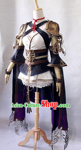 Asian Chinese Traditional Cospaly Costume Customization Ancient Heroine Costume Complete Set, China Elegant Hanfu Peri Warrior Clothing for Women