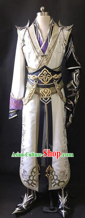 Asian Chinese Traditional Cospaly Costume Customization Ancient Hero Costume Complete Set, China Elegant Hanfu Swordsman Clothing for Men