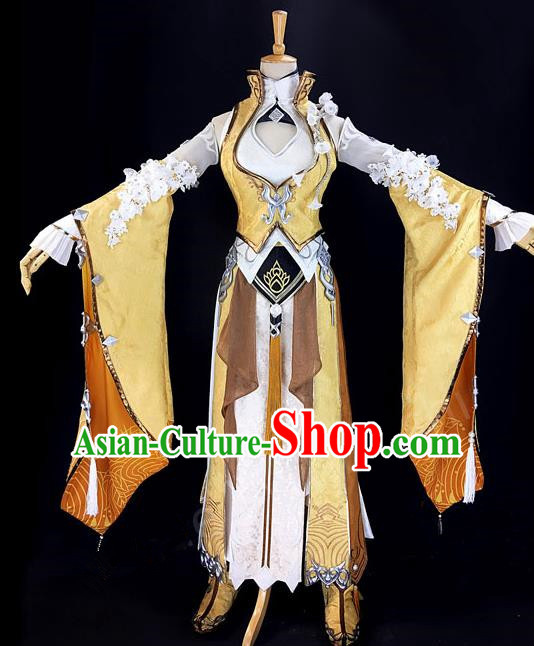 Asian Chinese Traditional Cospaly Costume Customization Ancient Royal Princess Costume Complete Set, China Elegant Hanfu Swordsman General Clothing for Women