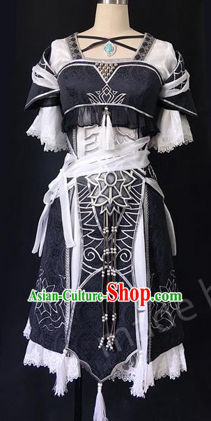 Asian Chinese Traditional Cospaly Costume Customization Ancient Female Swordsman Costume Complete Set, China Elegant Hanfu Saintess Young Lady Clothing for Women