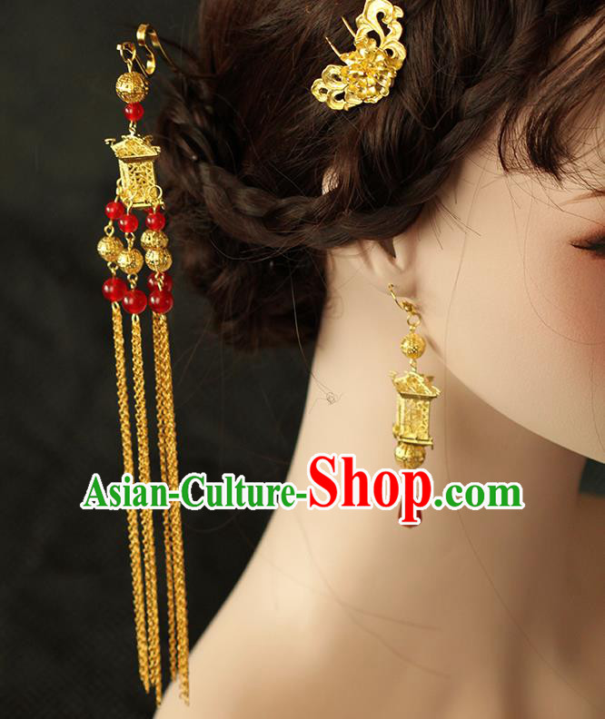 Chinese Ancient Style Hair Jewelry Accessories Wedding Barrettes Tassel Hairpins, Hanfu Xiuhe Suits Step Shake Bride Handmade Hairpins for Women