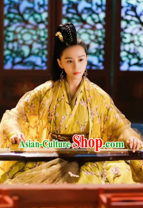 Asian Chinese Traditional Northern and Southern Dynasties Palace Lady Costume and Headpiece Complete Set, Lost Love In Times China Ancient Fairy Princess Dress Clothing