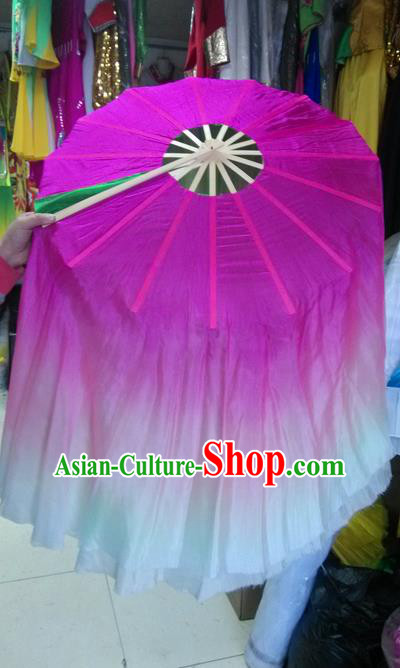 Pure Silk Traditional Chinese Fans Oriental Rosy Ribbon Fan Folk Dance Cultural Yangko Lotus Dance Hand Fan