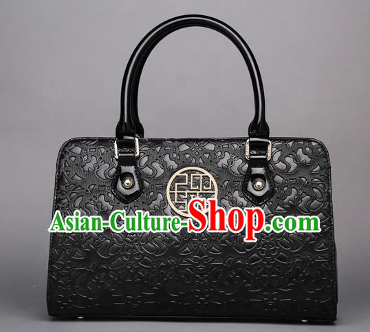Traditional Handmade Asian Chinese Element Knurling Clutch Bags Shoulder Bag National Black Handbag for Women
