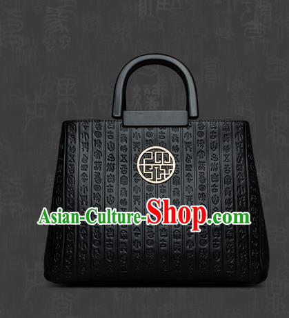 Traditional Handmade Asian Chinese Element Clutch Bags Shoulder Bag National Knurling Black Handbag for Women