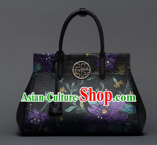 Traditional Handmade Asian Chinese Element Clutch Bags Shoulder Bag National Printing Flowers Handbag for Women