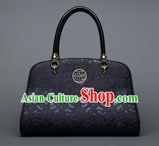 Traditional Handmade Asian Chinese Element Vines Flower Messenger Bags Shoulder Bag National Deep Purple Handbag for Women