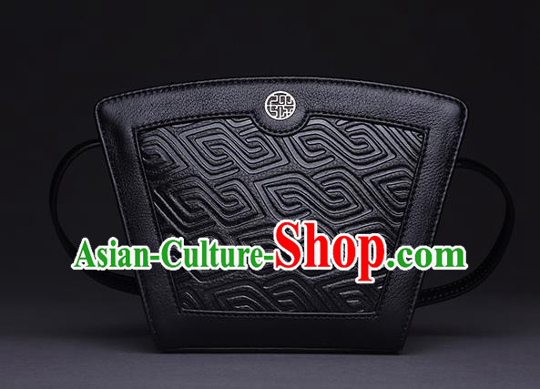 Traditional Handmade Asian Chinese Element Clutch Bags Shoulder Bag Haversack National Knurling Black Handbag for Women