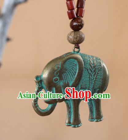 Traditional Handmade Chinese National Miao Nationality Embroidery Tassel Elephant Necklace for Women