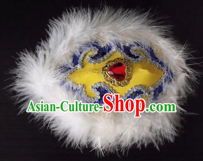 Traditional Handmade Chinese Mongol Nationality Dance Embroidery Hair Accessories Headwear, China Mongols Mongolian Minority Nationality Bride Headpiece for Women