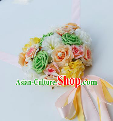 Top Grade Wedding Accessories Decoration, China Style Wedding Car Bowknot Rose Flowers Pink Ribbon Garlands Ornaments