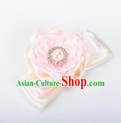Top Grade Classical Wedding Champagne Ribbon Silk Bangle Flowers, Bride Emulational Wrist Flowers Bridesmaid Bracelet Pearl Flowers for Women