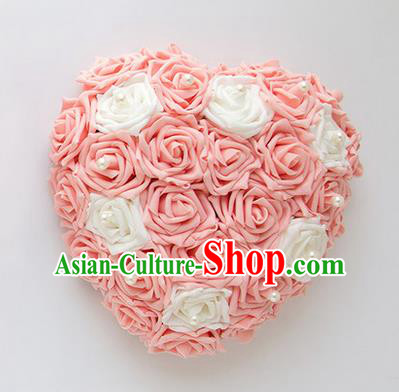 Top Grade Wedding Accessories Crystal Decoration, China Style Wedding Heart-shaped Car Ornament White and Pink Flowers Garland