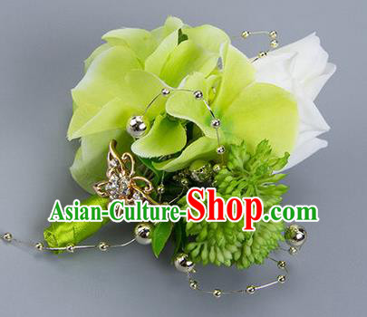 Top Grade Classical Wedding White Silk Flowers Brooch,Groom Emulational Corsage Groomsman Brooch Flowers for Men