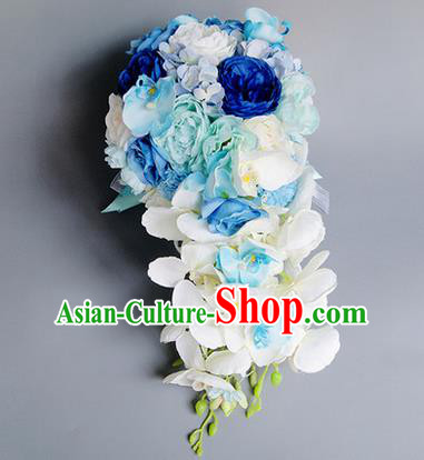 Top Grade Classical Wedding Silk Phalaenopsis Flowers Ball, Bride Holding Emulational Flowers Ball, Hand Tied Bouquet Flowers for Women