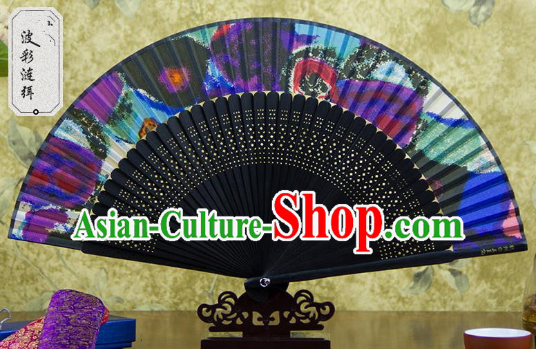 Traditional Chinese Crafts Colorful Folding Fan, China Sensu Silk Fan Hanfu Fans for Women