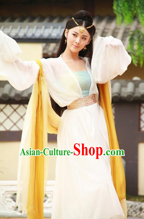 Traditional Ancient Chinese Tang Dynasty Princess Dress Clothing, Chinese Ancient Palace Lady Dance Costume and Headpiece Complete Set