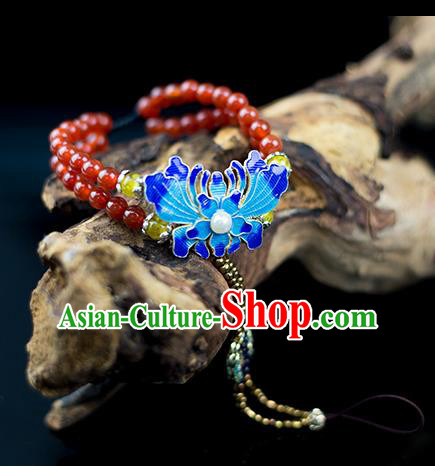 Traditional Chinese Accessories National Cloisonn Bracelet, China Ancient Agate Beads Bangle for Women