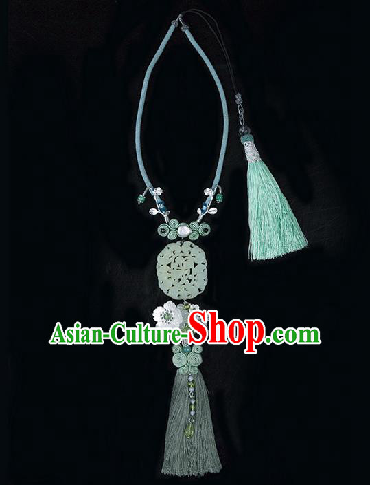 Traditional Chinese Jewelry Accessories Hsiuyen Jade Pendant Silk Tassel Waist Pendant for Women