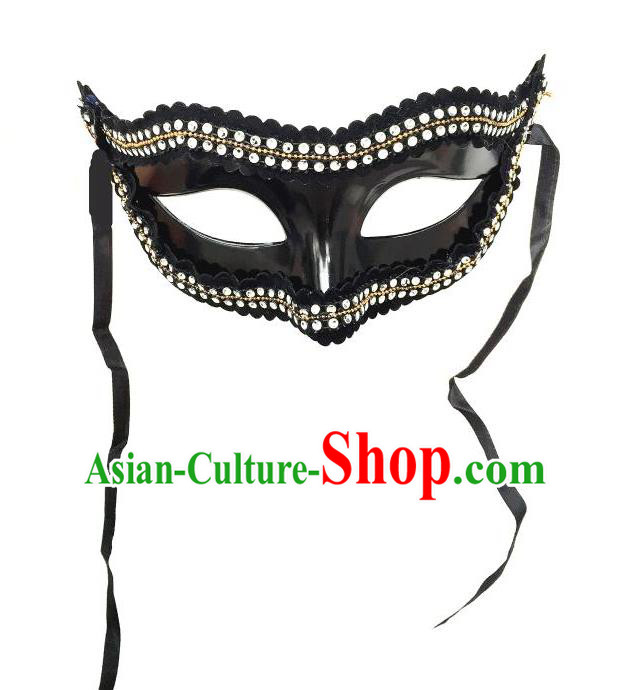Top Grade Halloween Masquerade Ceremonial Occasions Handmade Model Show Crystal Mask Headwear, Brazilian Carnival Mask for Men
